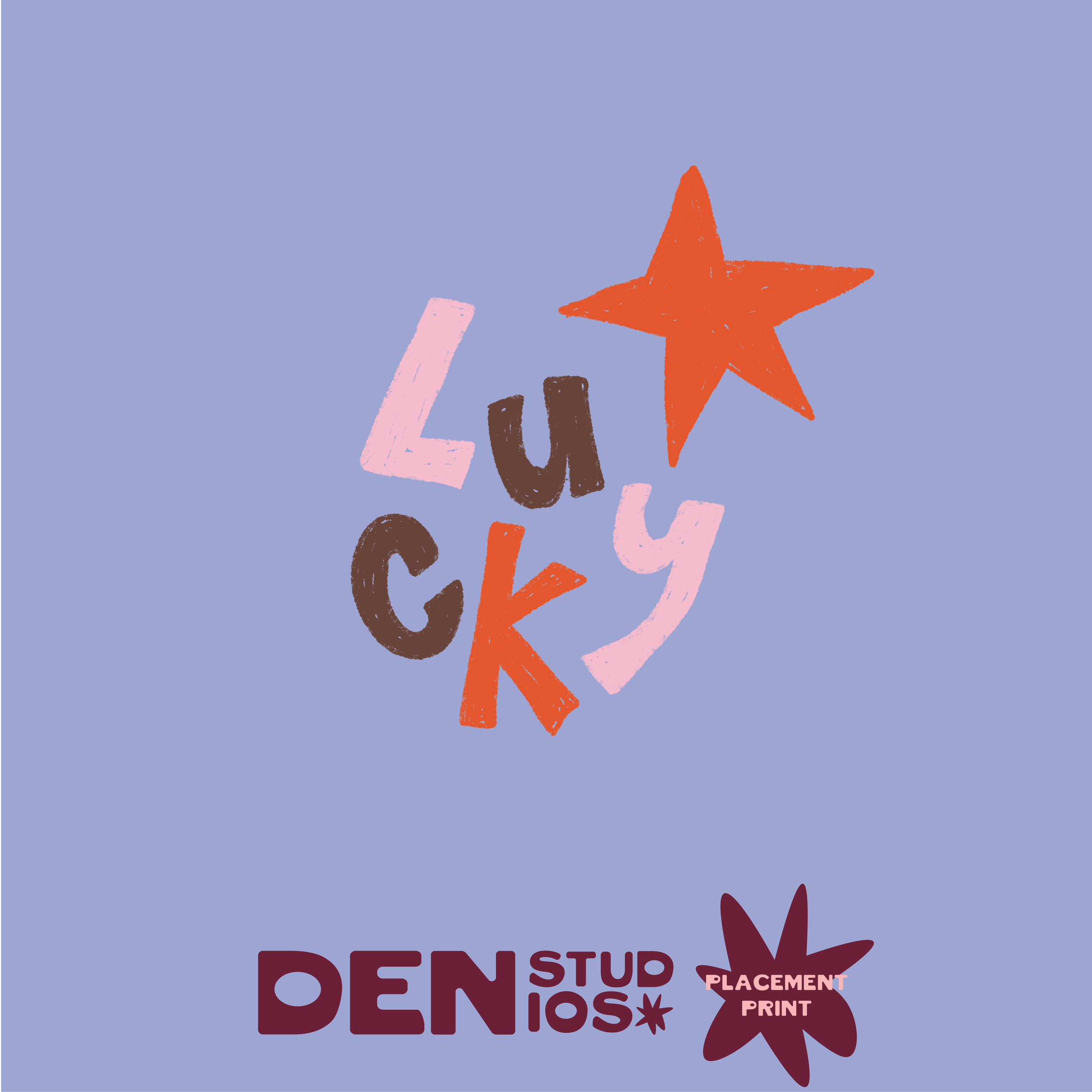 Lucky Star Ready Edit Print License  in strawberry patch — Den Studios surface pattern design