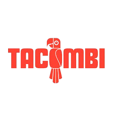 Taco Bell logo with a red cartoon dog figure replacing the letter 'A' in 'TACOMBI'.