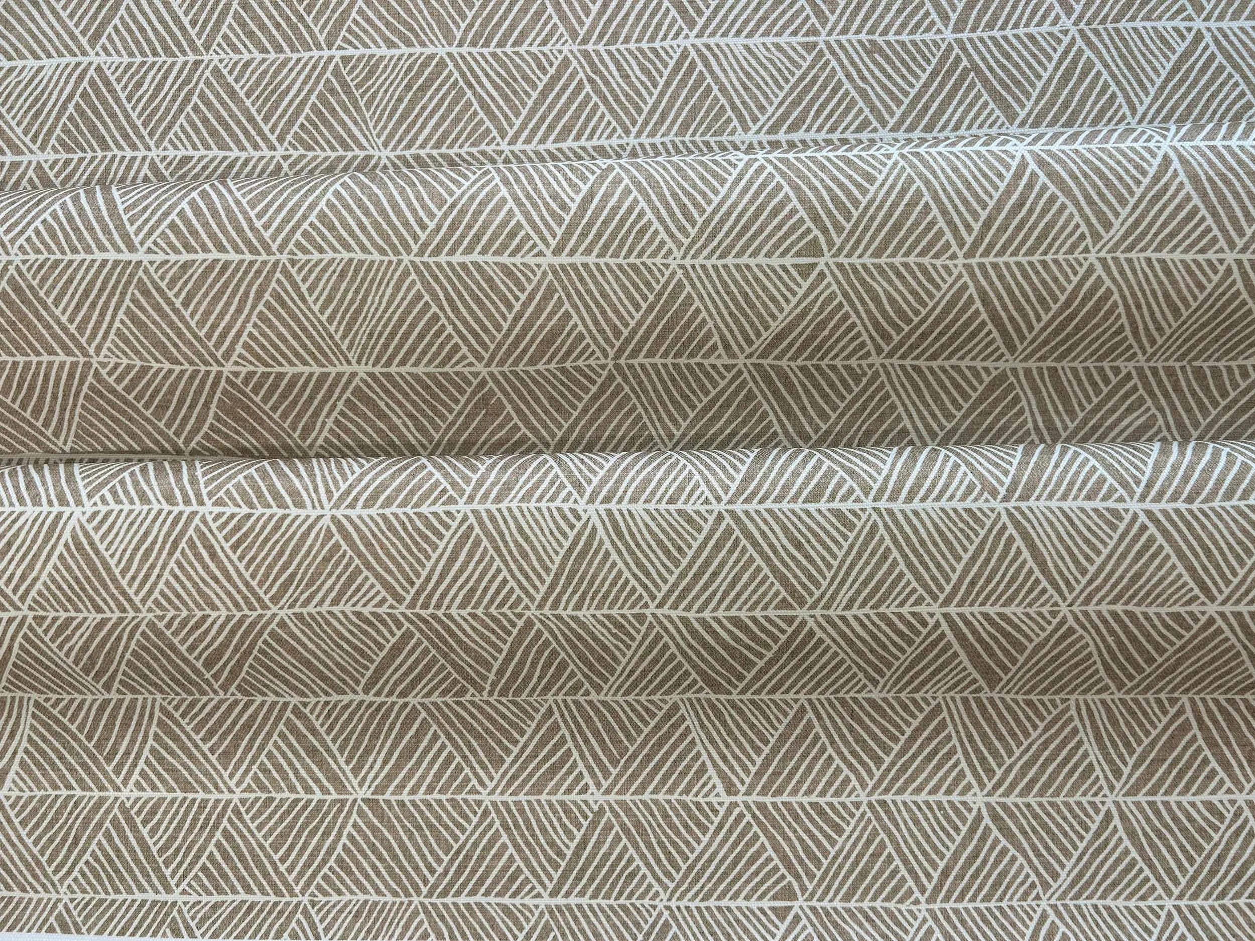 Willie Weston Pandanus 'Eucalypt' design for upholstery and wallpaper, featuring geometrically patterned contemporary Aboriginal artwork by Tiwi First Nations artist Osmond Kantilla.