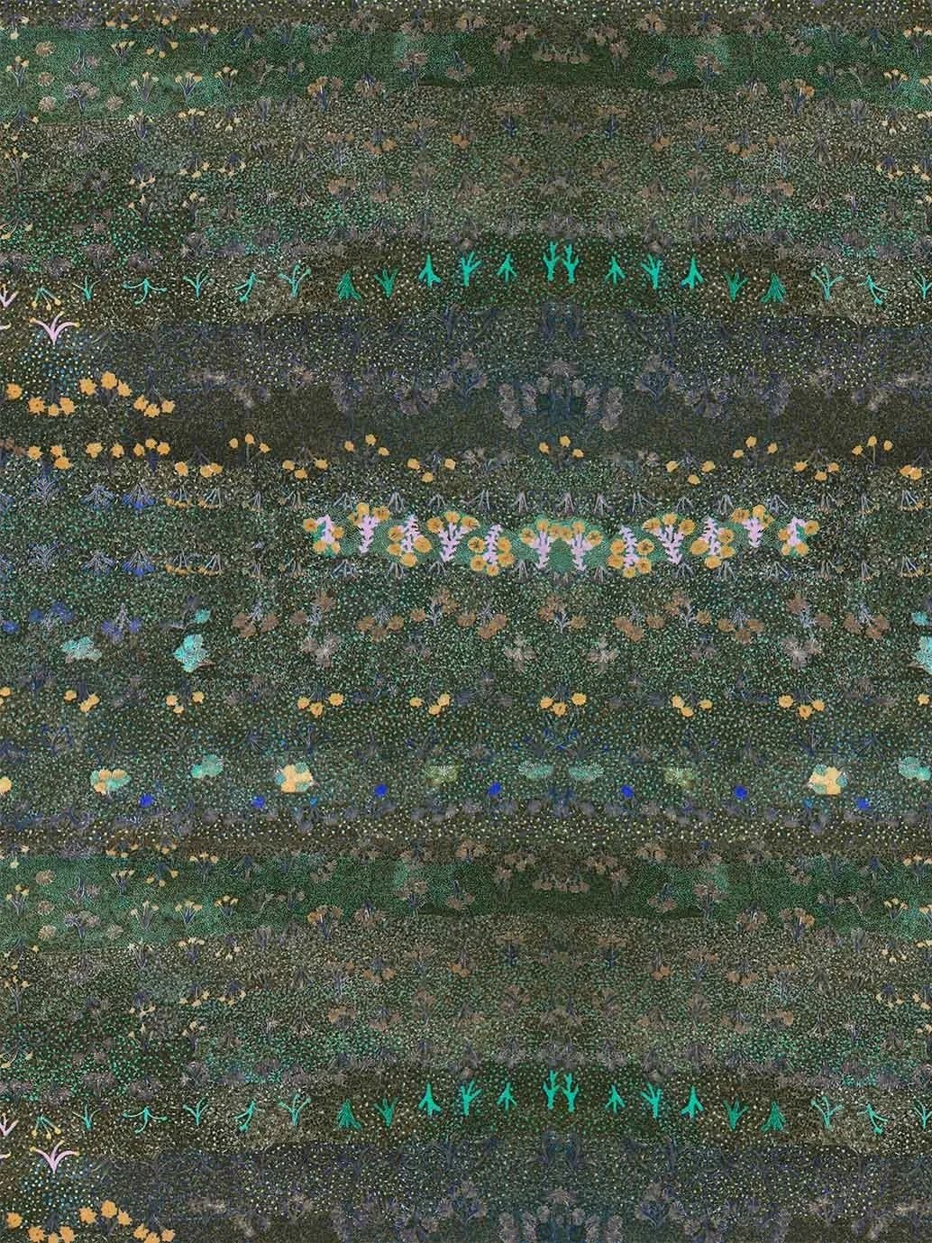 Willie Weston Singing Bush Medicine ‘Night Sky' design for upholstery, featuring contemporary floral artwork by First Nations artist Colleen Ngwarraye Morton from Ampilatwatja, NT.