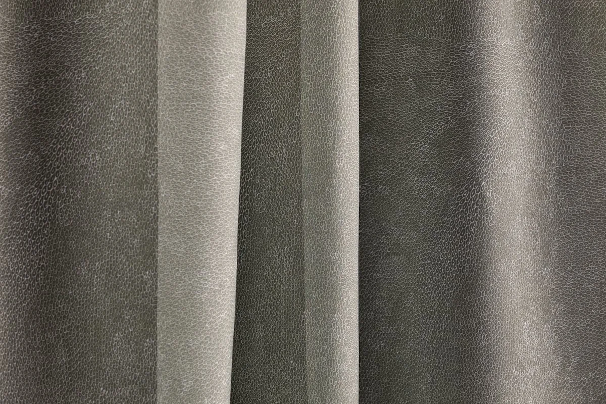 Willie Weston Native Seeds 'Olive' design for drapery, featuring delicately patterned contemporary Aboriginal artwork by Central Australian First Nations artist Jean Ngwarraye Long.