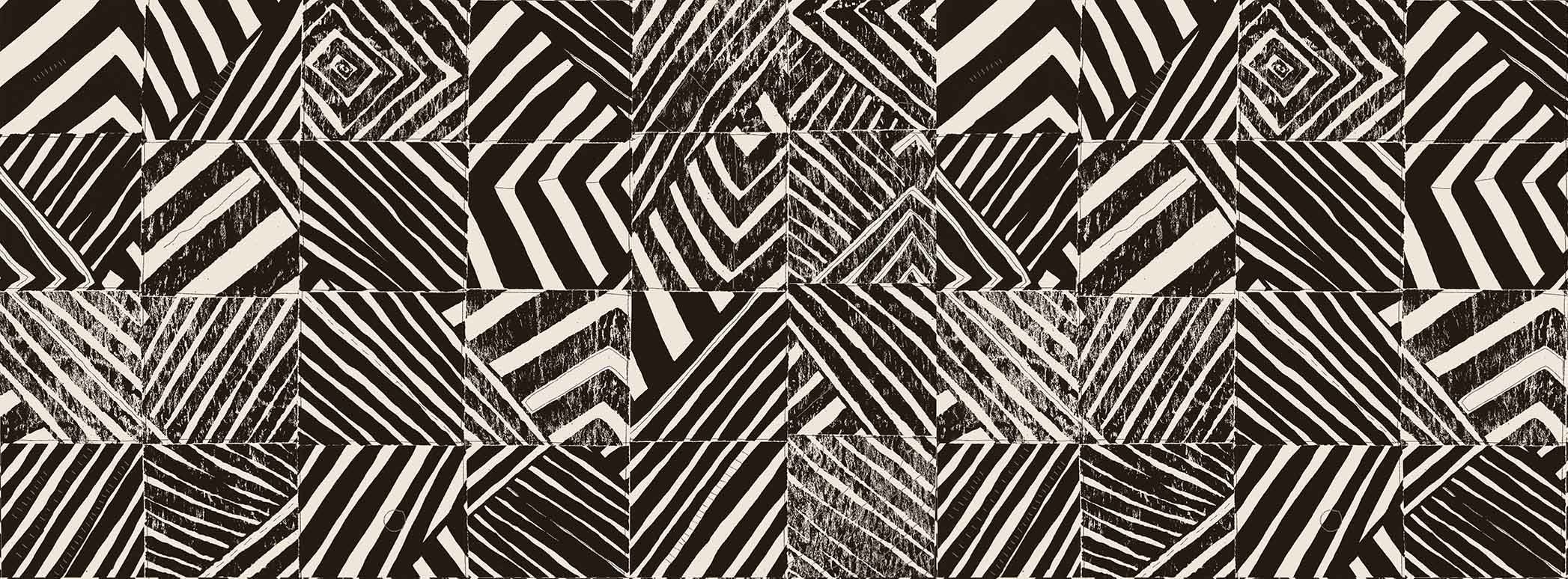 Willie Weston Defragmentation ‘Onyx' design for upholstery, featuring bold geometric artwork by First Nations artist Lisa Waup from Naarm (Melbourne).