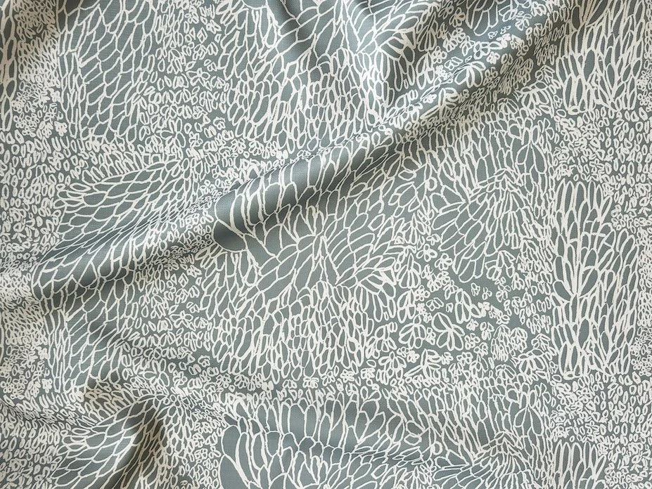 Willie Weston Mud Ripples 'Cove' design for upholstery, featuring delicately patterned contemporary Aboriginal artwork by First Nations artist Elizabeth Kandabuma.