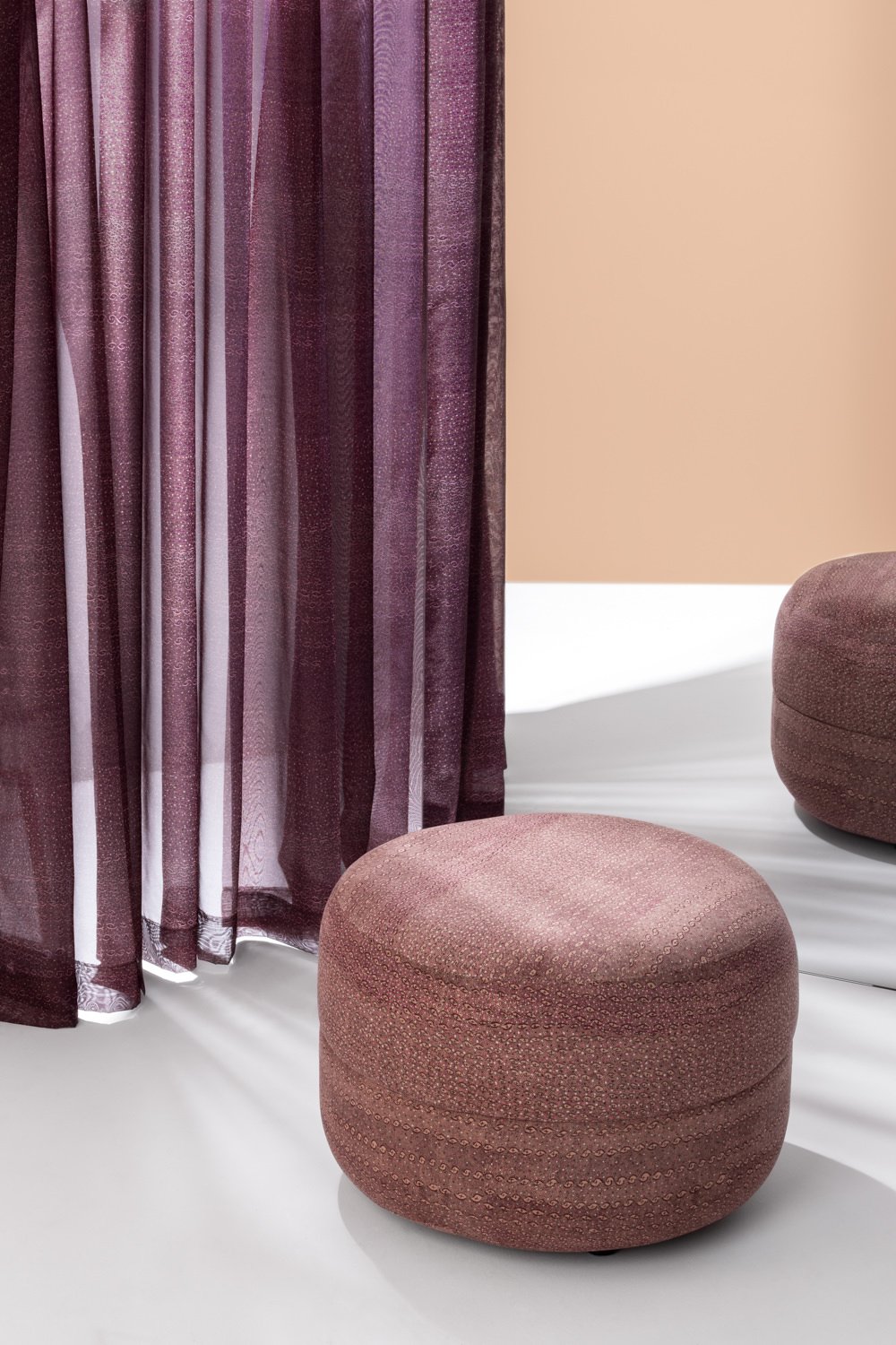 Willie Weston Durrmu (KK) ‘Berry' design for drapery, featuring delicately patterned contemporary Aboriginal artwork by First Nations artist Kathleen Korda from Peppimenarti, NT