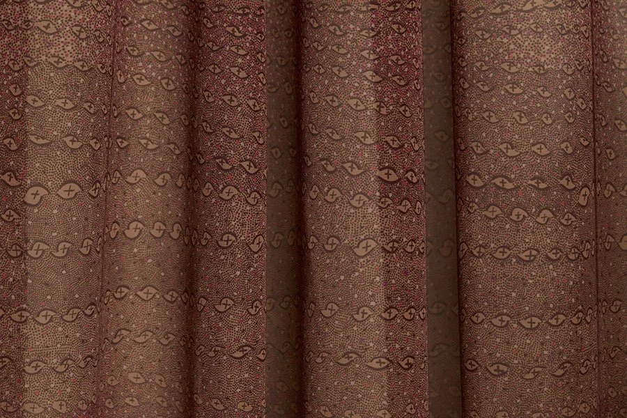 Willie Weston Durrmu (KK) ‘Terra' design for drapery, featuring delicately patterned contemporary Aboriginal artwork by First Nations artist Kathleen Korda from Peppimenarti, NT