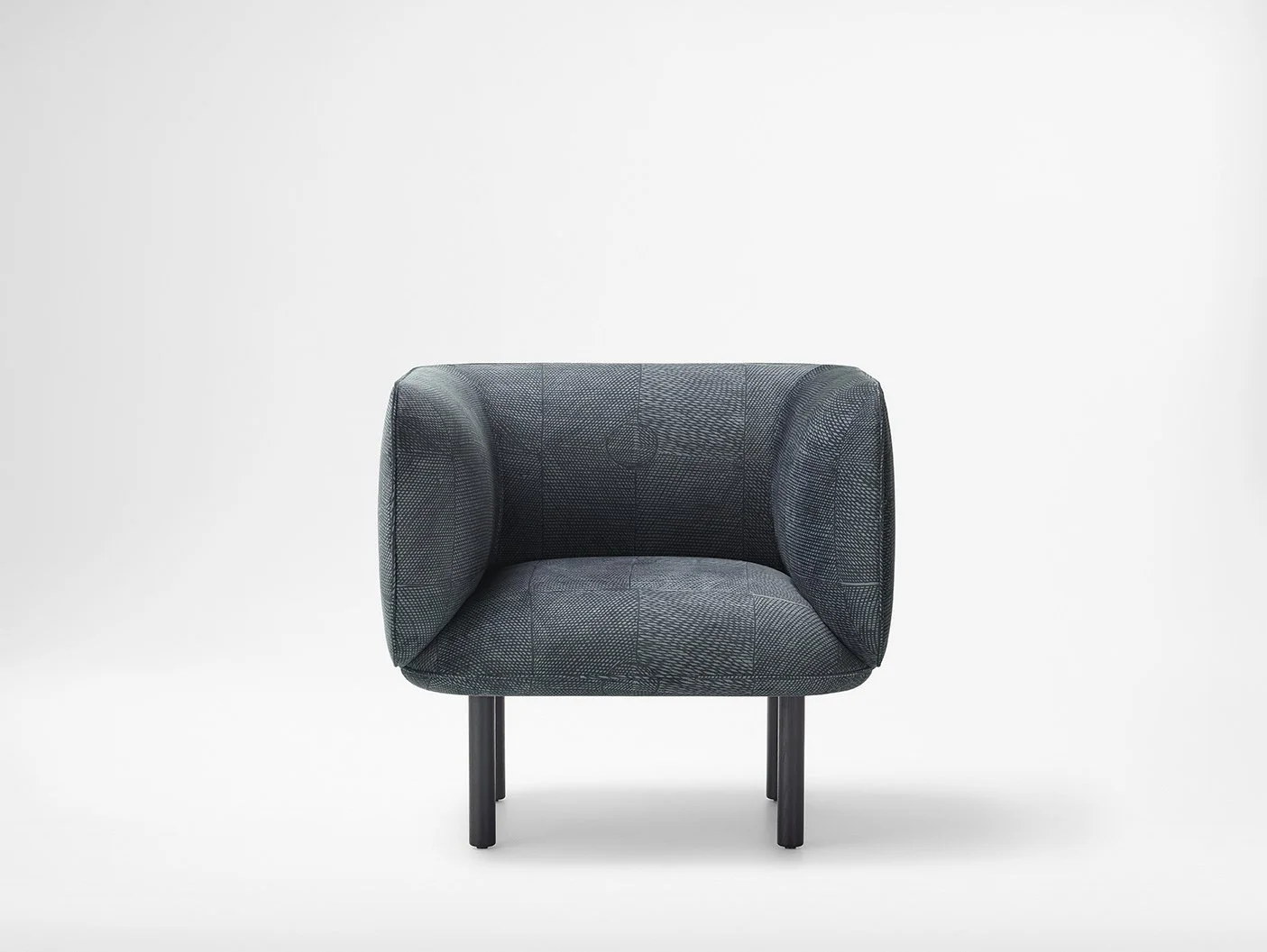 Armchair upholstered in Willie Weston Wak Wak ‘Storm' design, a contemporary Aboriginal artwork by First Nations artist Susan Marawarr from Maningrida, NT.