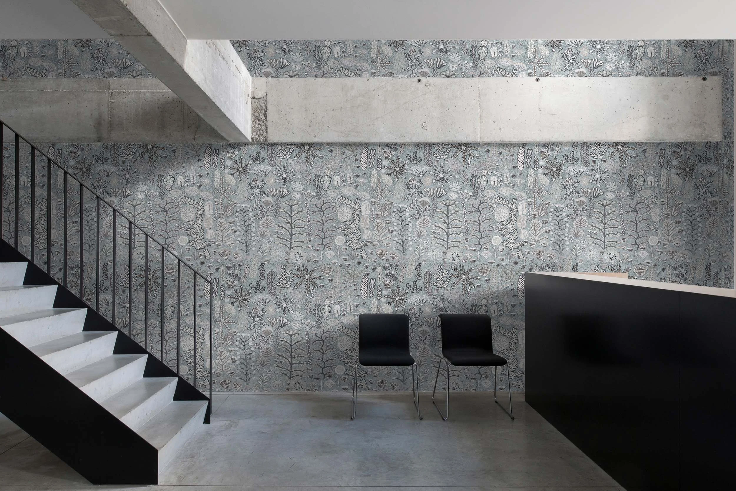 Acoustic wall panelling featuring a floral pattern, from the Autex Acoustics x Willie Weston collection