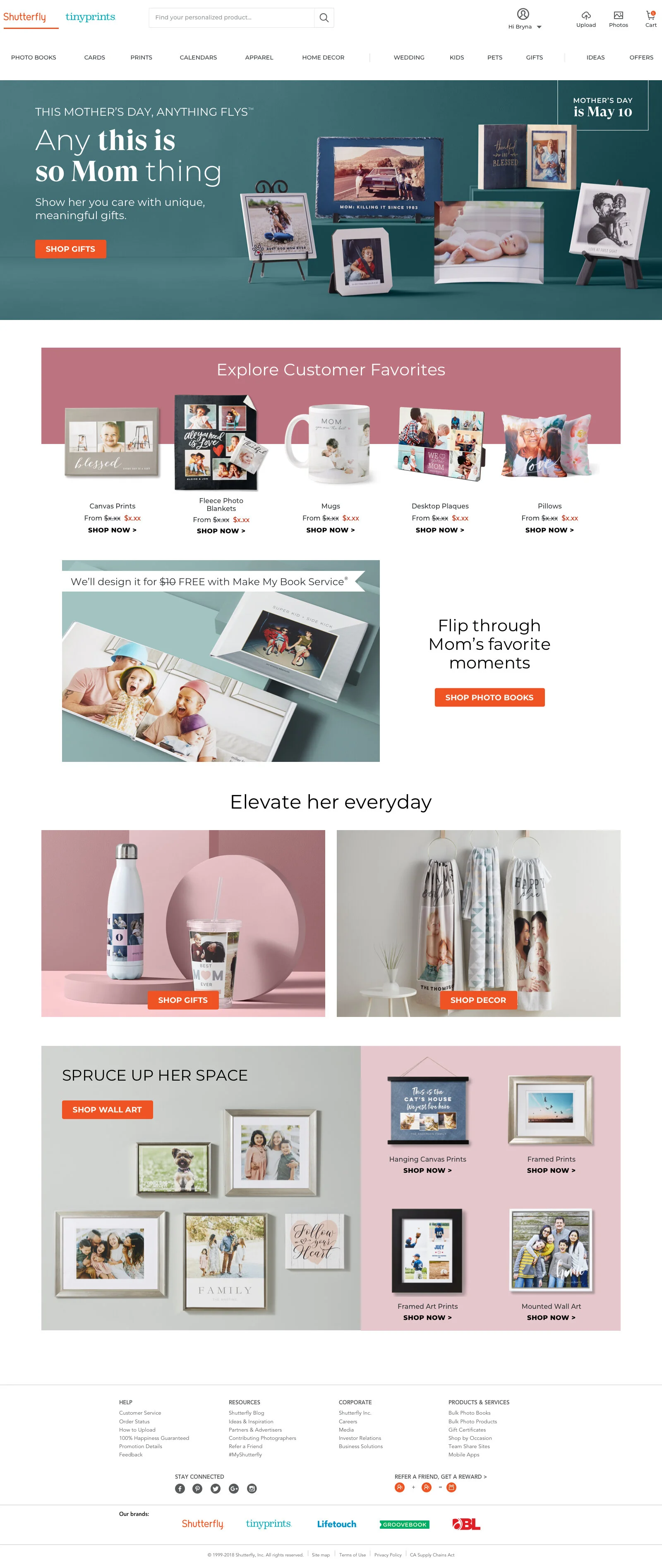 2020 Mother’s Day landing page