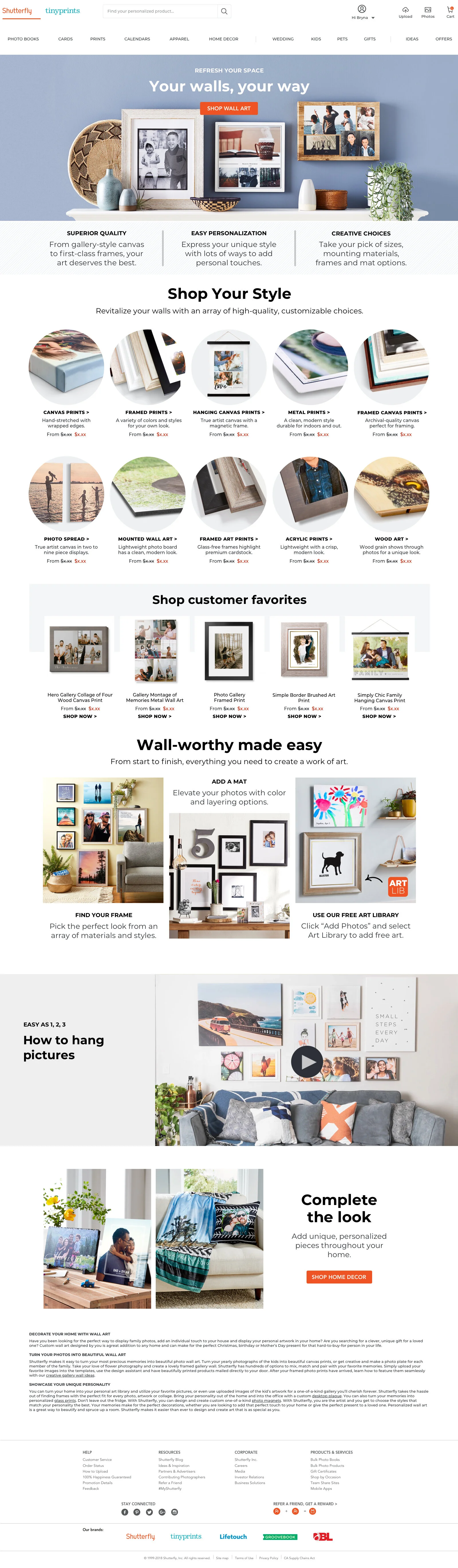 Wall Art Category page
