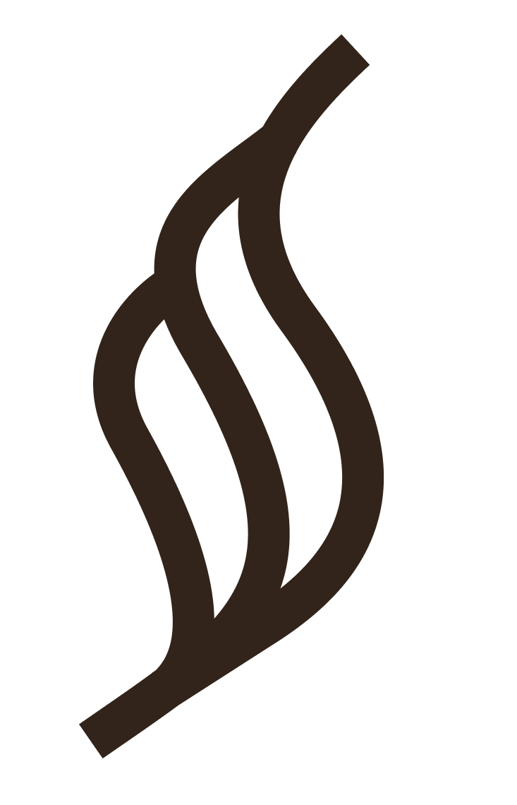 a stylized brown abstract flame.