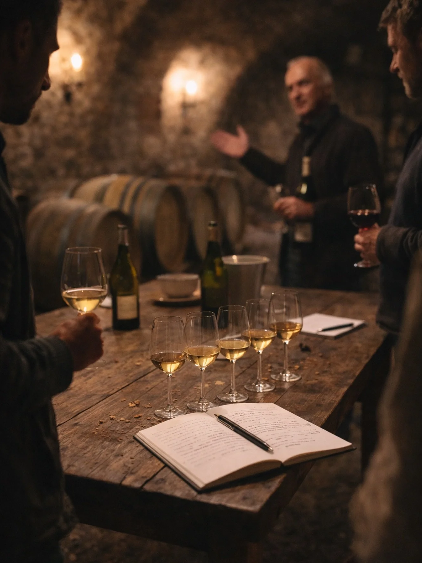 Barrels breathing. Glasses waiting. Words forming.