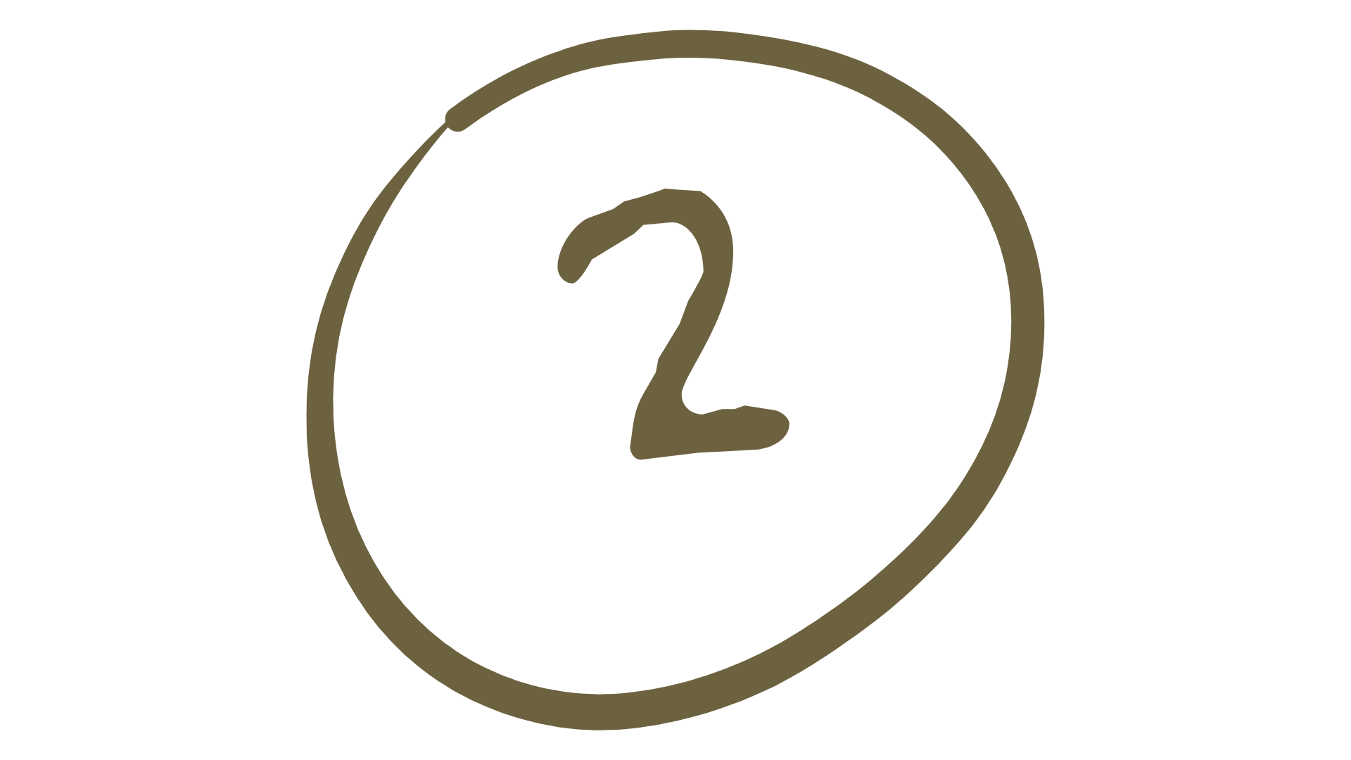 A digital countdown timer showing the number two inside a circular frame.