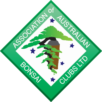Logo of the Association of Australian Bonsai Clubs Ltd featuring a bonsai tree with a bird sitting on it surrounded by stars.