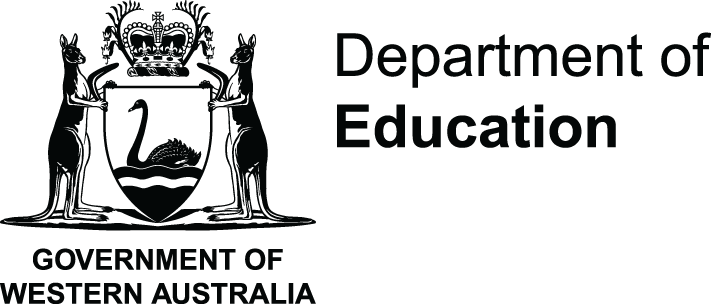 Logo of the Western Australia Department of Education featuring a coat of arms with a shield, and the text "Government of Western Australia Department of Education".