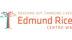 Logo for Edmund Rice Centre WA with a stylized tree and text 'Reaching Out, Changing Lives' and the name 'Edmund Rice Centre WA'.