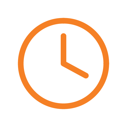 Orange clock icon showing the time as 3:00.