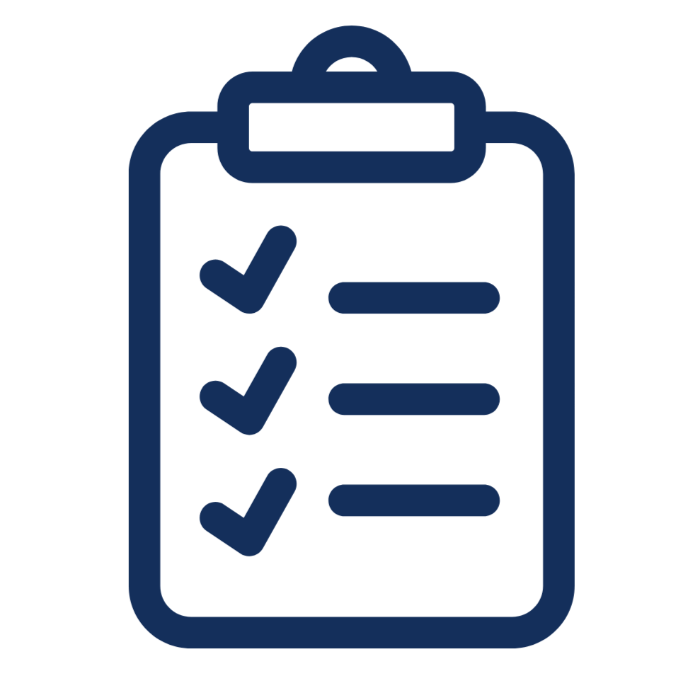 Icon of a clipboard with a checklist and three checked boxes.
