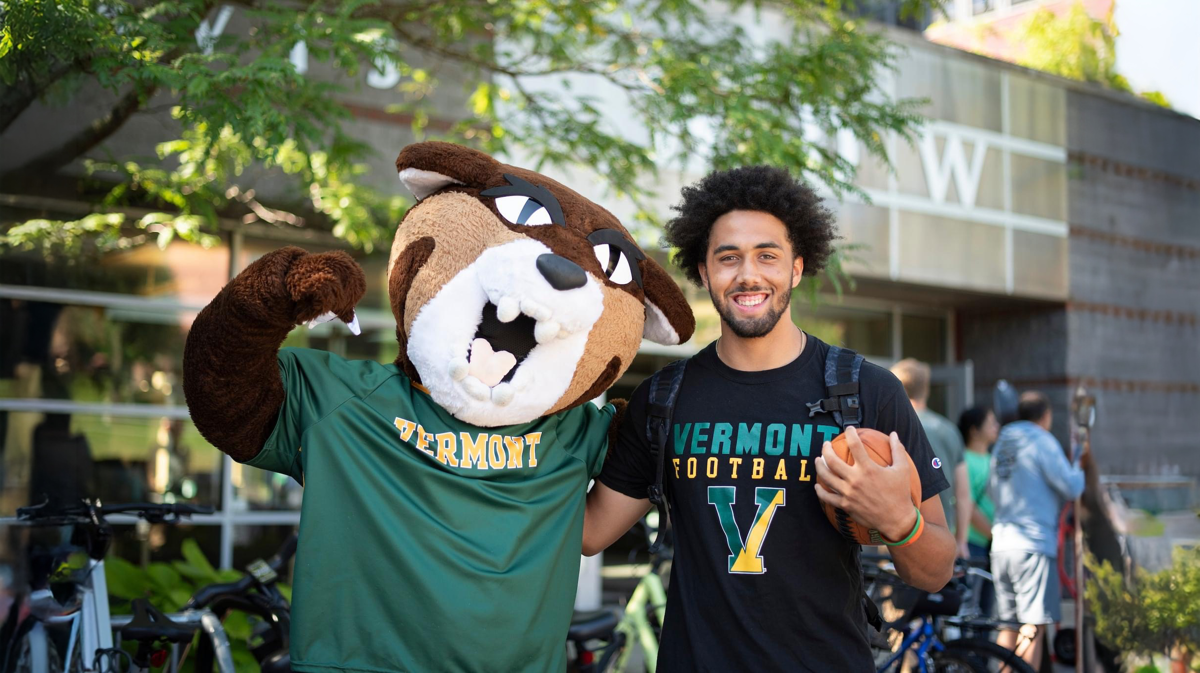Javen Sears promoting the University of Vermont Club Football team as its newly elected president.
