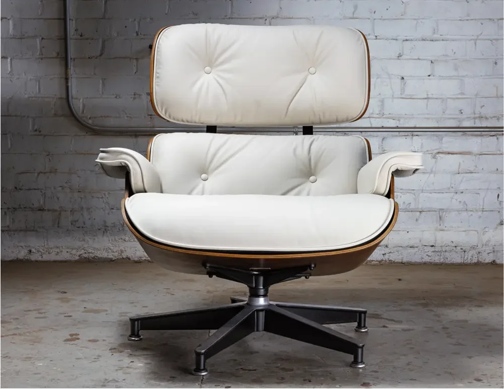 Restored rosewood Eames lounge with new leather