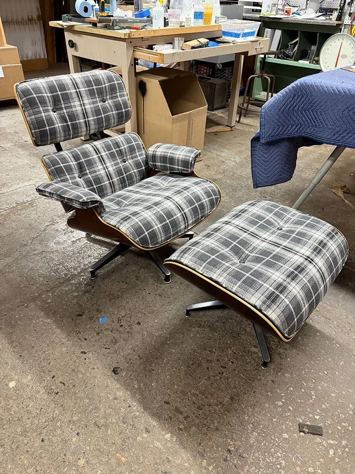 Plaid Eames Lounge Chair Restoration