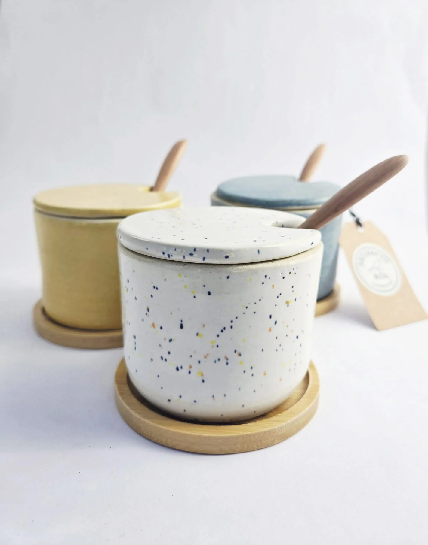 Santa Clara White Multi-Color Sugar Bowl