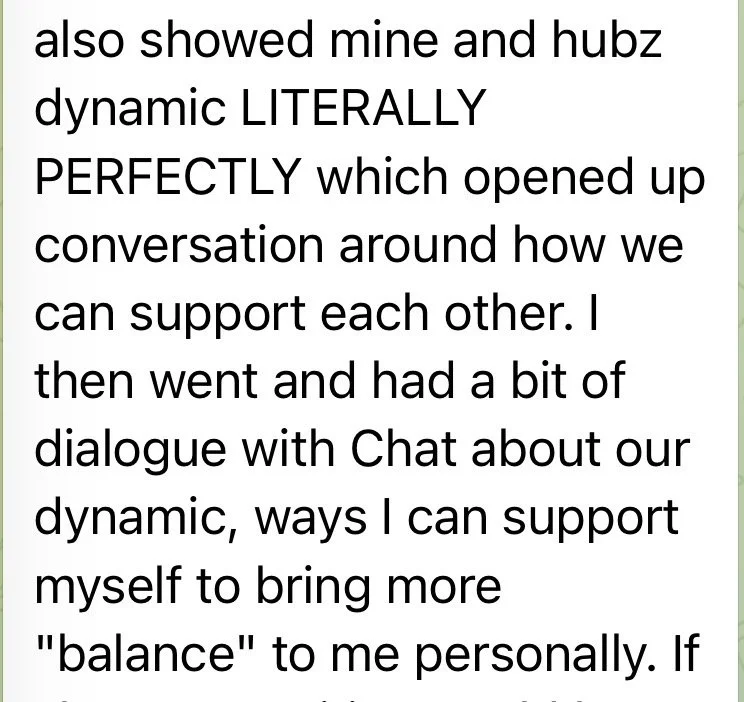 Screenshot of a text conversation discussing support, dialogue, and balance.