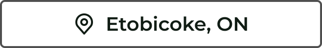 Location icon with text indicating Etobicoke, ON