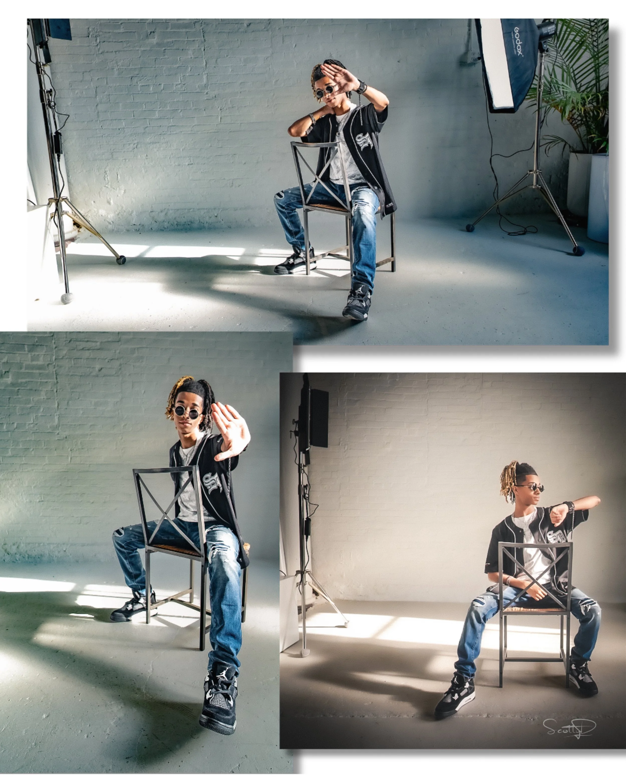 Creative fashion portrait featuring expressive movement and editorial styling during a ScottyD TFP collaboration in Dayton, Ohio.