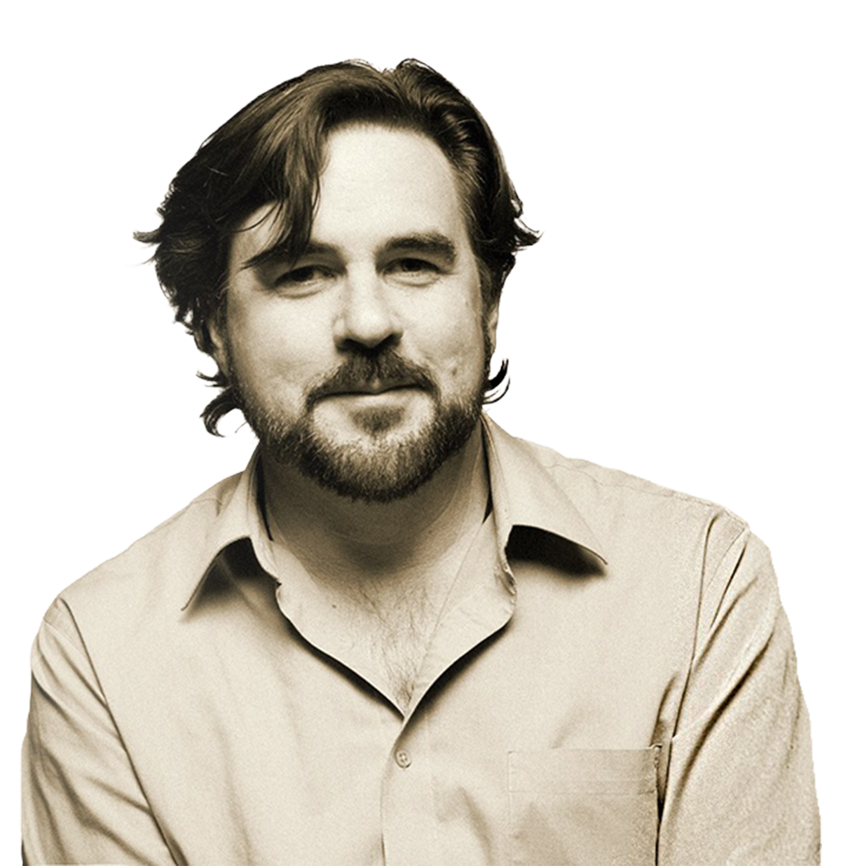 Sepia tone headshot of Jerry Rapp, filmmaker & screenwriter