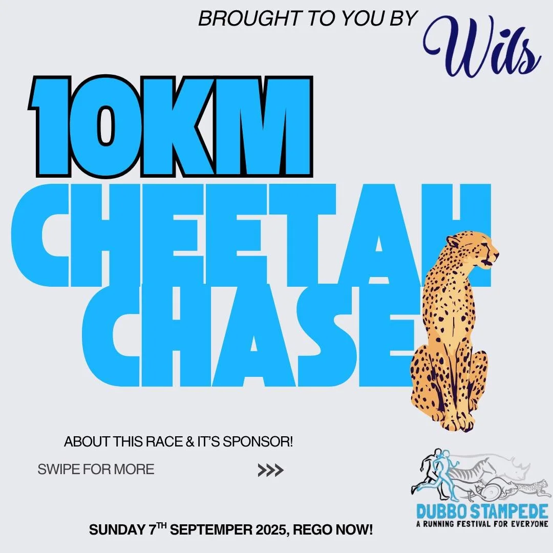 🏃&zwj;♂️ Gear up for the 2025 10 km Cheetah Chase! 🏃&zwj;♀️

Take your running to the next level on Sunday, 7 September 2025 🗓️&mdash;this World Athletics certified course starts and finishes at Ollie Robbins Oval 📍 (behind Coles) and winds along