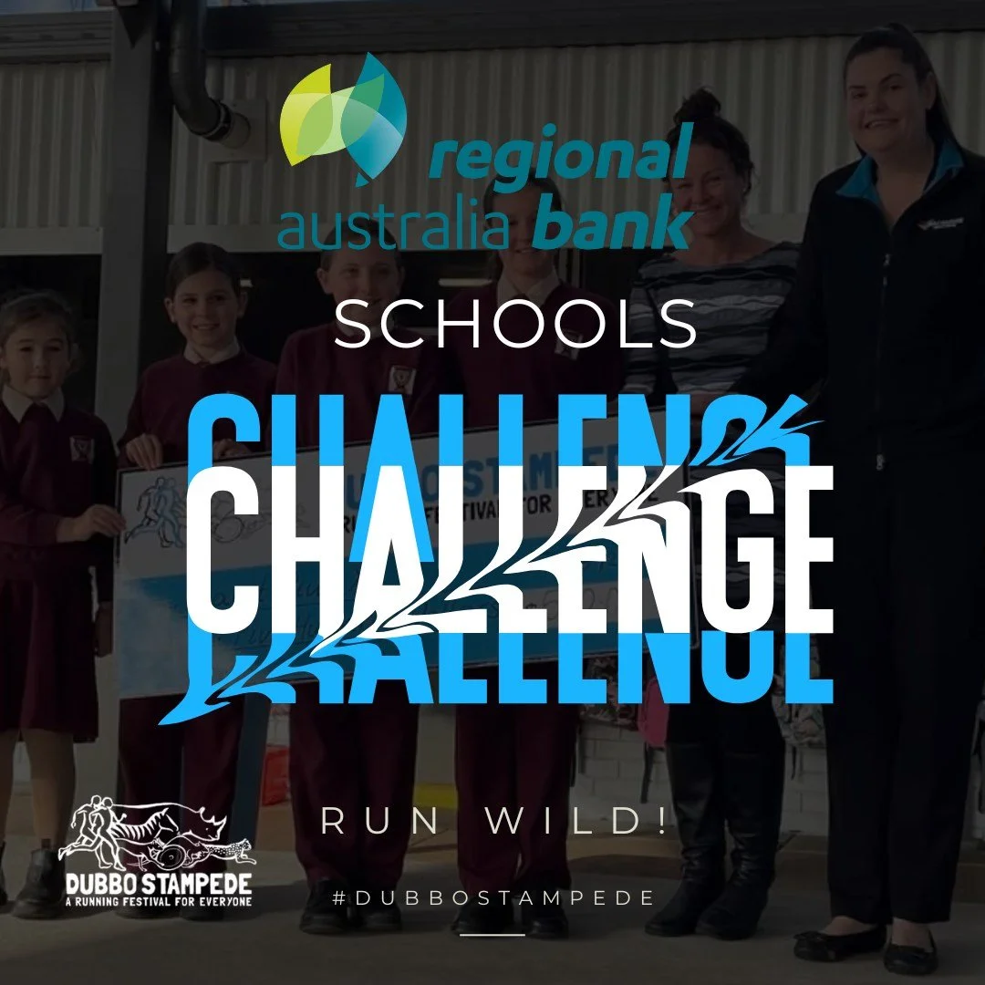 🏆📚 WIN FOR YOUR SCHOOL! 📚🏆

Get your school in the running at Dubbo Stampede 2025 with the Regional Australia Bank Schools Challenge! 🏃&zwj;♀️💨

When you register, select your school to earn points and give them the chance to win $500! 💰🔥 The