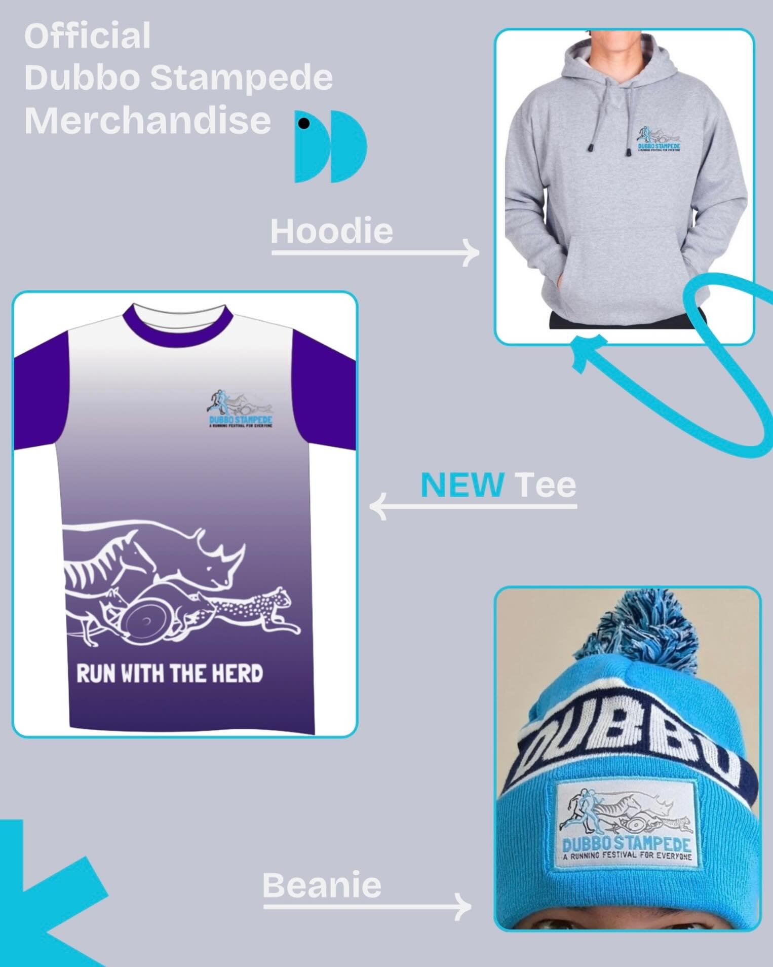 Run with the herd in our official Dubbo Stampede merch! 🤩

Chase your PB in our brand new purple shirt, plus explore a range of other merchandise options available this year.

Merchandise can be purchased when registering for the event, or you can p