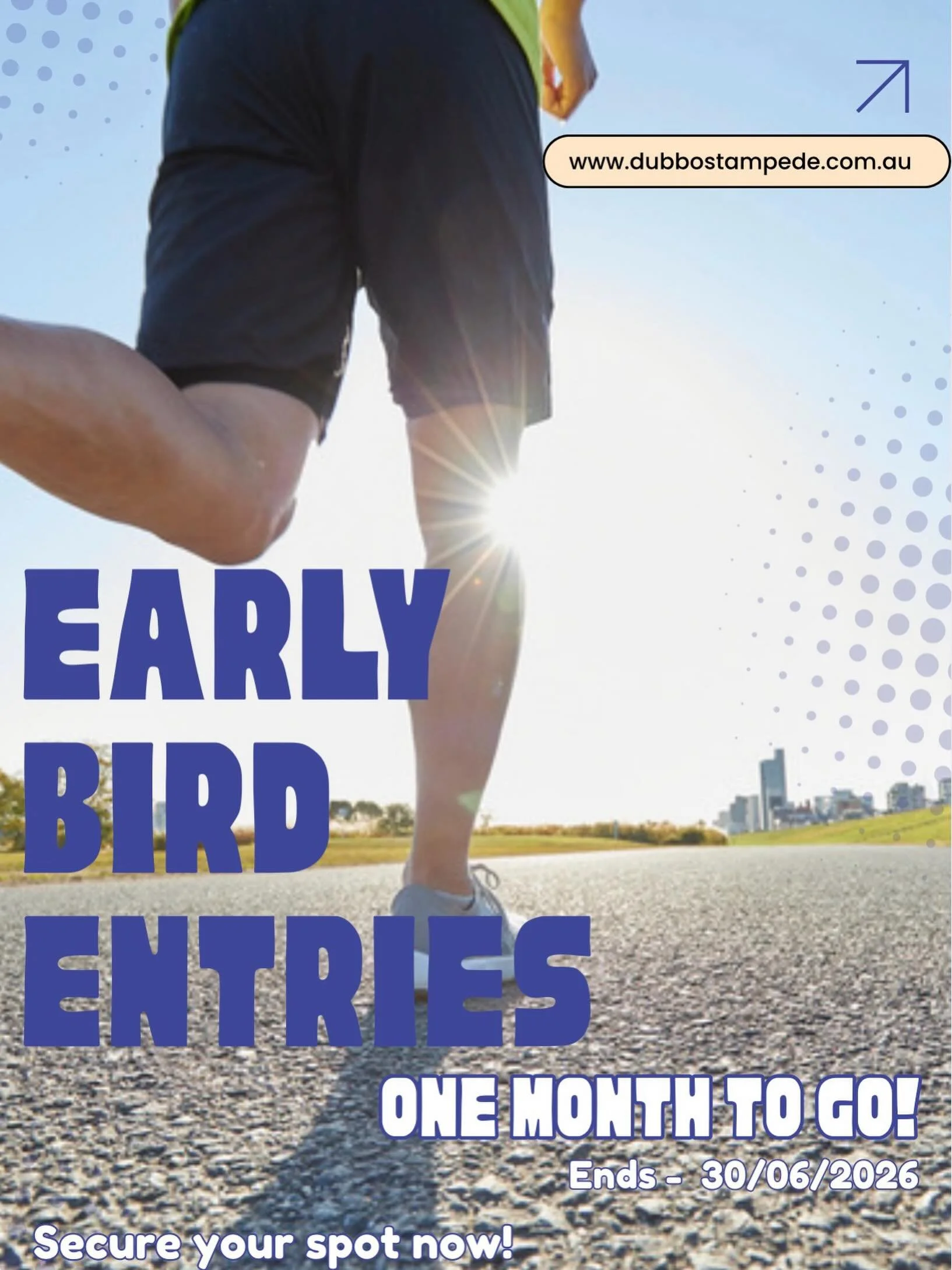 With just one month left of Early Bird registrations, now is the perfect time to secure your place in this year&rsquo;s Dubbo Stampede! 🏃&zwj;♀️

Not only are Early Bird prices ending soon, but anyone who registers for the Half Marathon or Full Mara