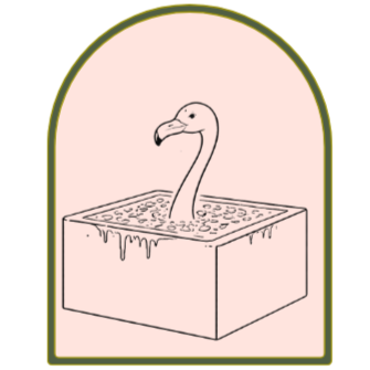 A drawing of a swan's head emerging from a rectangular water fountain.