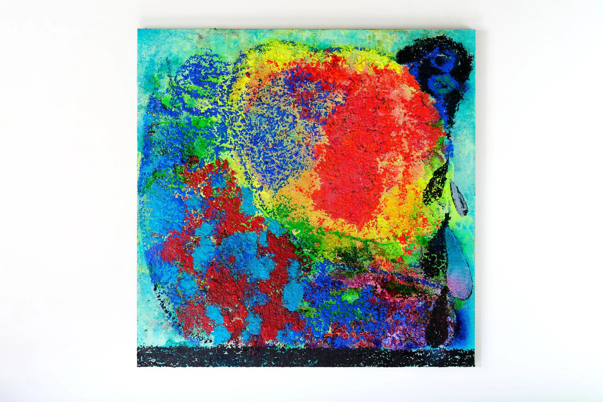 滲出液とかさぶた 1(犬石物語)
Exudate and Scab 1 (The Dog-Stone Tale)
2026 年
100×100cm
Oil and Oil Bar on Panel
Photo: Kuroda Michihiro