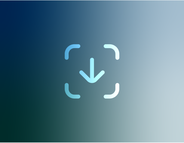 Screen recording icon with a downward arrow inside a focus frame on a gradient background.