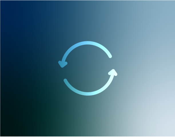 A blue circular refresh or reload icon on a gradient blue background.