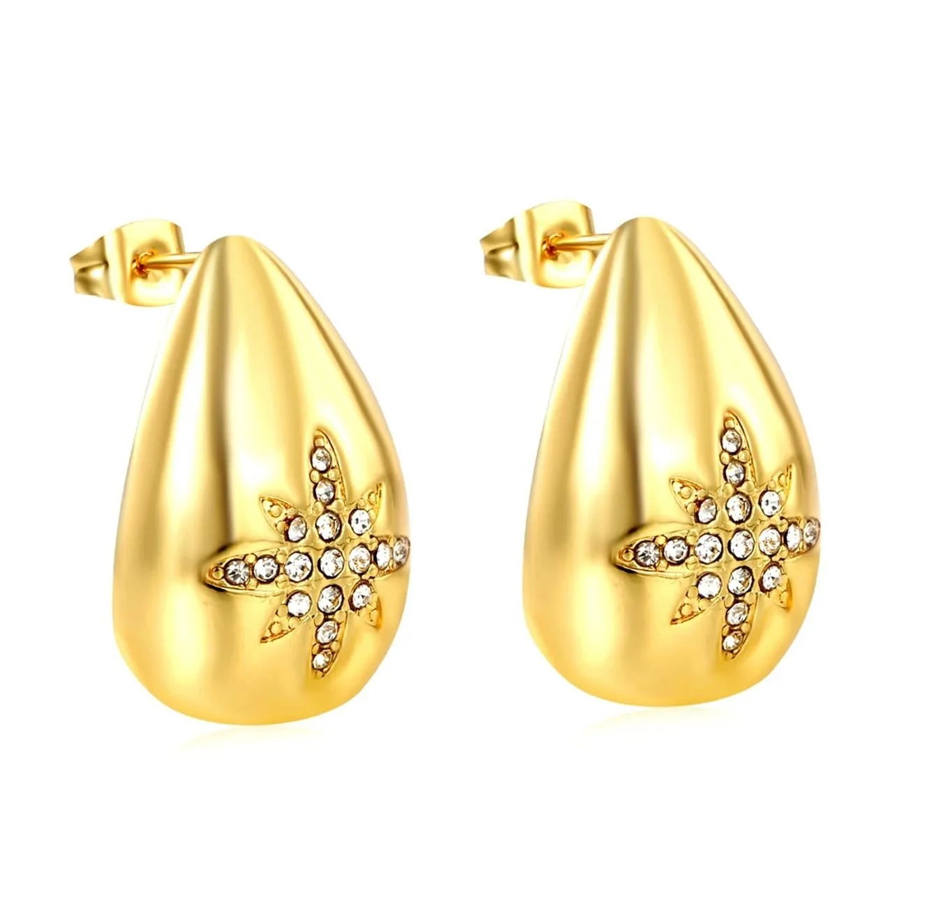 Teardrop Star Gold Earrings