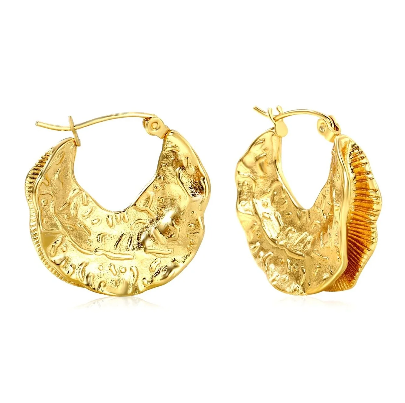 Maple Leaf Textured Hoop Earrings
