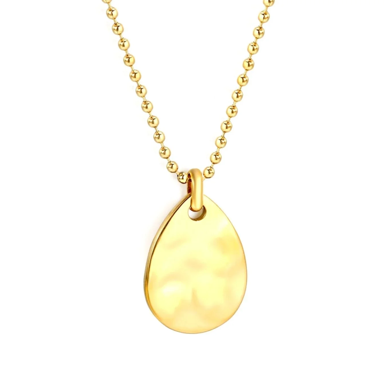 Textured Teardrop Pendant Necklace