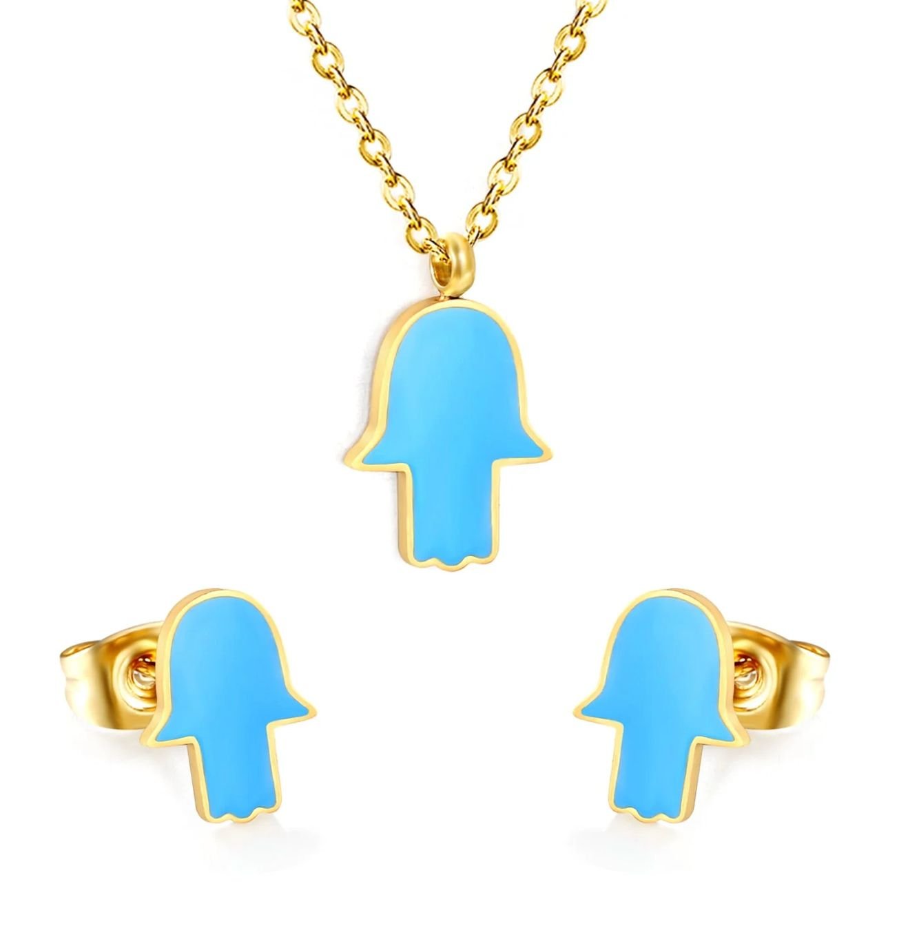 Hamsa Elegance Necklace & Earring Set