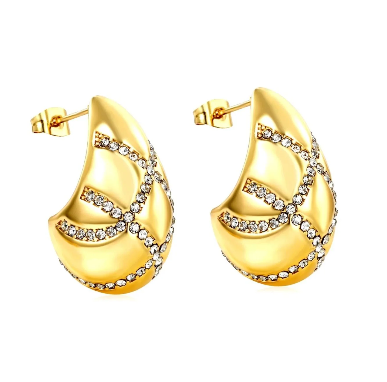 Crystal-Studded Gold Hoops