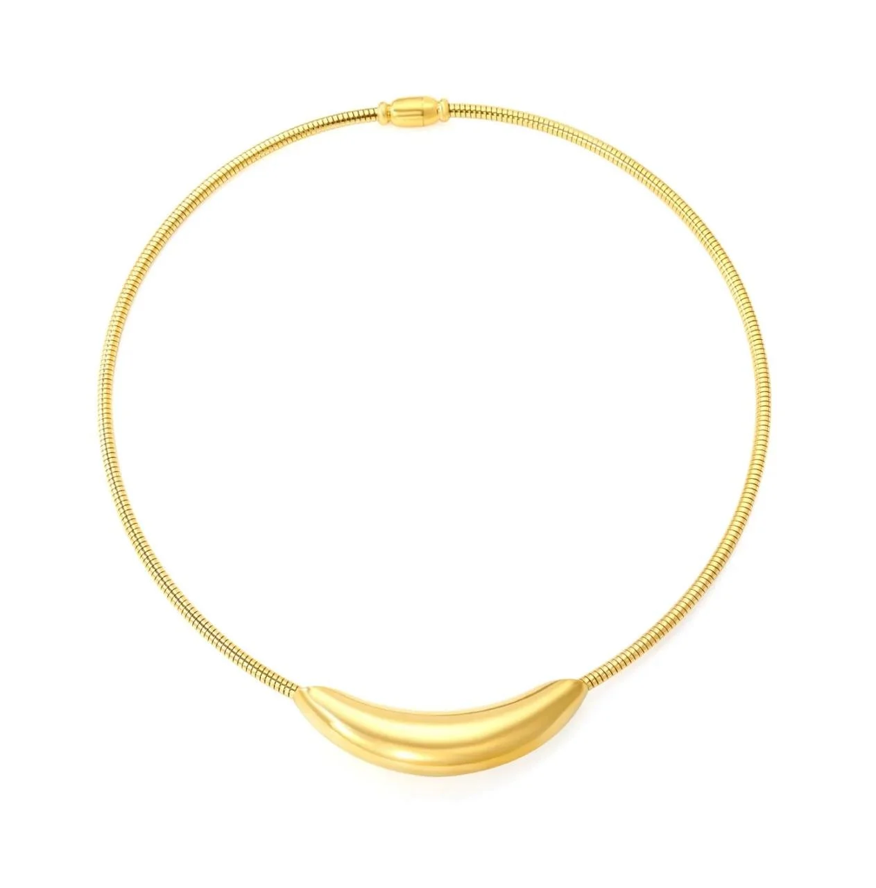 Gold Crescent Choker Necklace