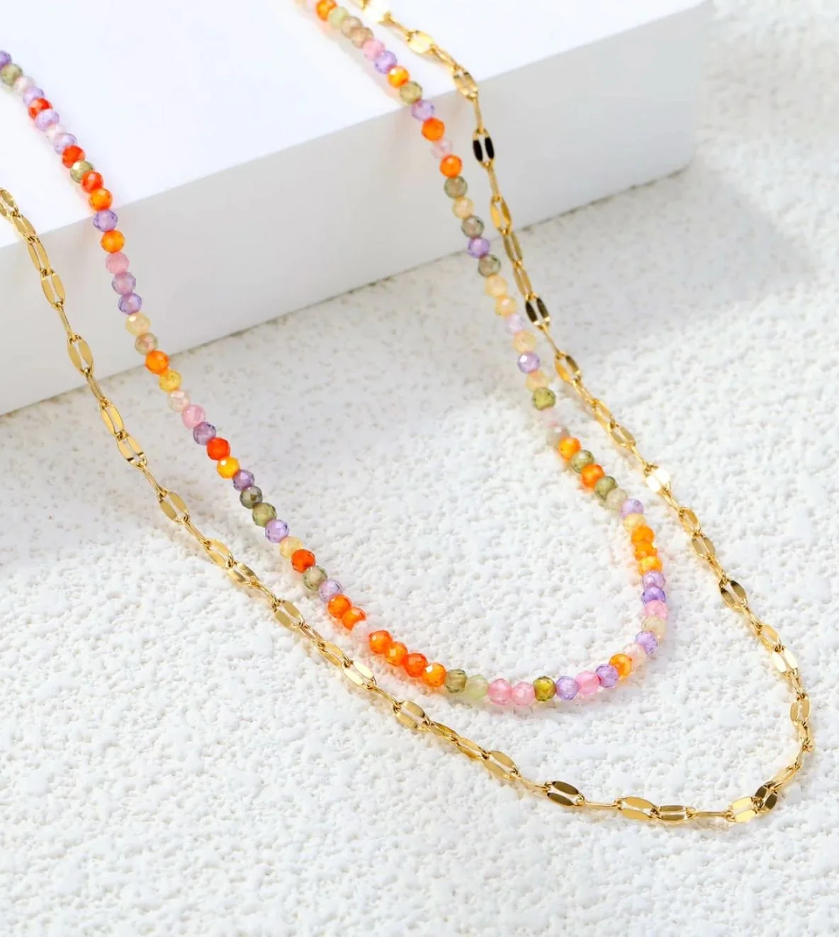 Gold & Multicolor Beaded Necklace
