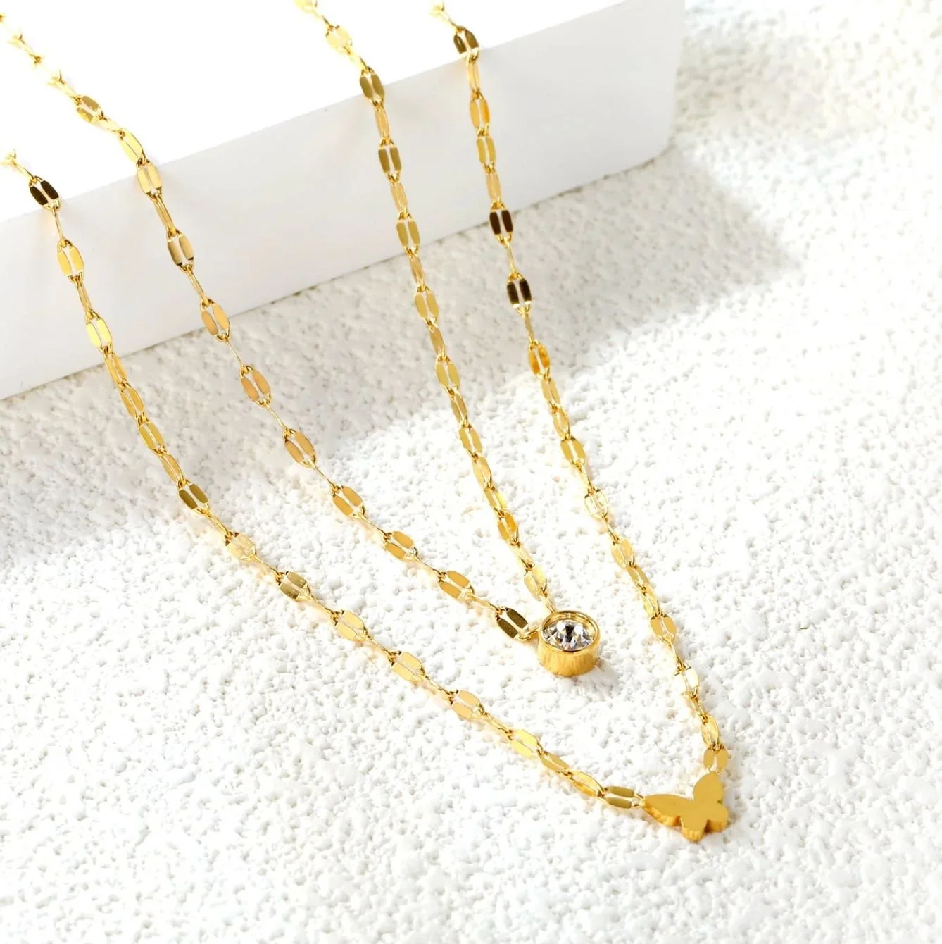 Gold Butterfly Layered Necklace