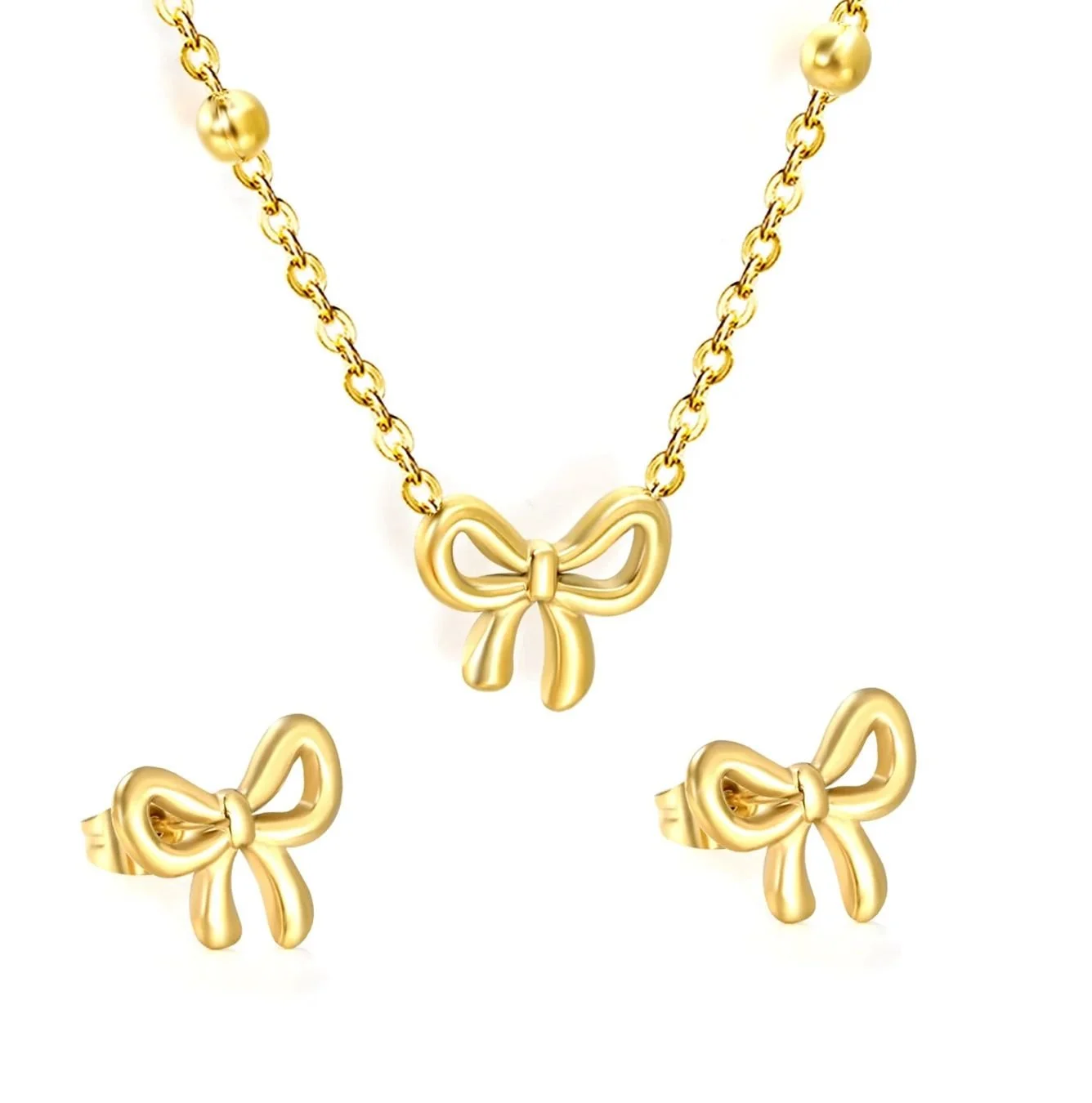 Gold Bow Jewelry Set