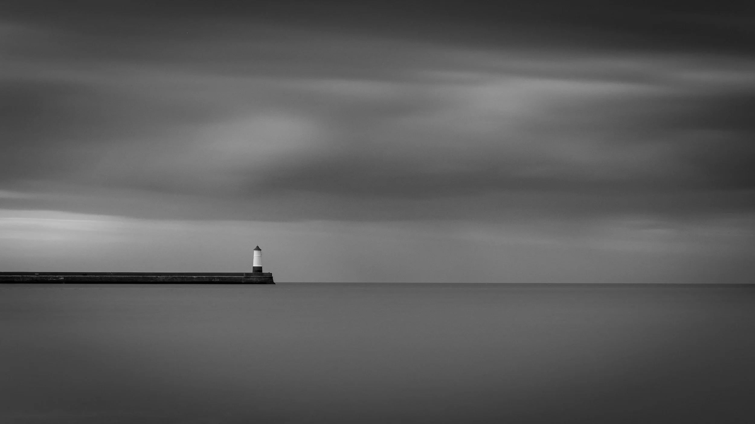 Serene Lighthouse Black & White Print