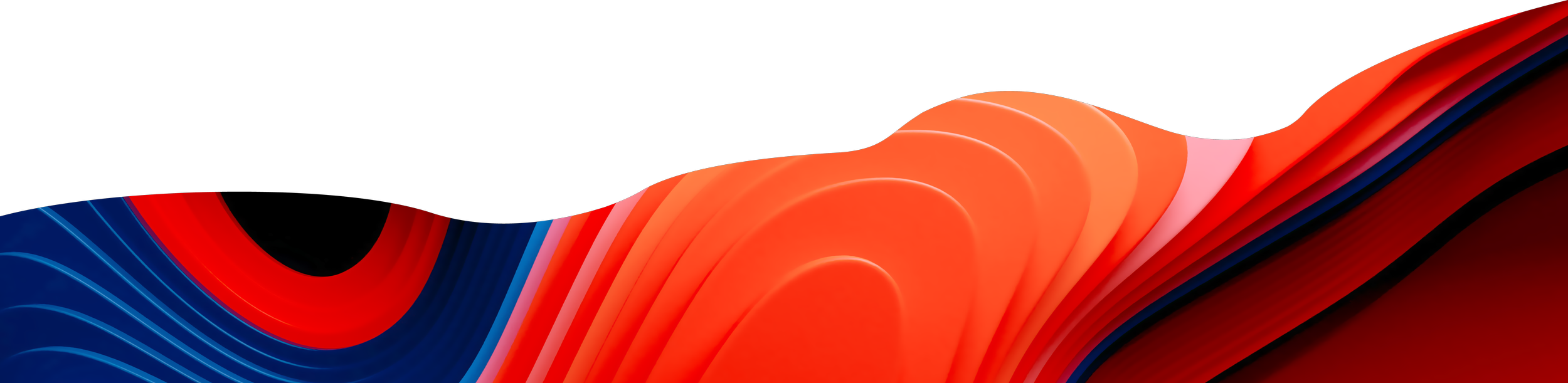 Abstract digital art with flowing red, orange, blue, and black wave-like patterns.