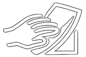 Hand holding a debit card near an ATM machine.