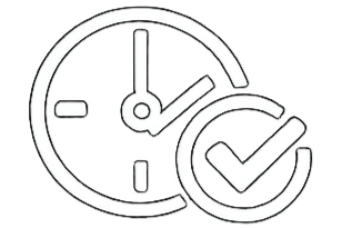 Clock with two check marks indicating time and approval